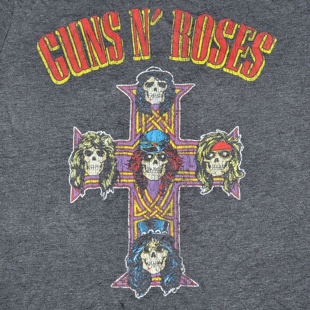 Bravado SS Dark Grey w/ Red Trim Tee "Guns N' Roses" Cross - Size Large
